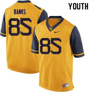 Youth West Virginia Mountaineers NCAA #85 T.J. Banks Yellow Authentic Nike Stitched College Football Jersey XQ15Z45UH